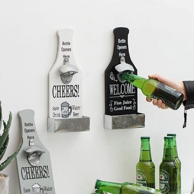 1pcs Wooden Wall-Mounted Bottle Opener Beer Cap Remover Tool Bar Restaurant Wall Decor Solid Wood Retro Home Accessories