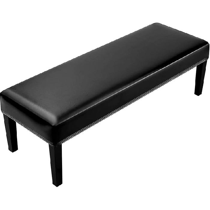 Super Stretch Leather Dining Bench Cover, Removable Bench Slipcover Waterproof Bench Seat Protector Cover for Living Room, Bedroom, Kitchen,Brown