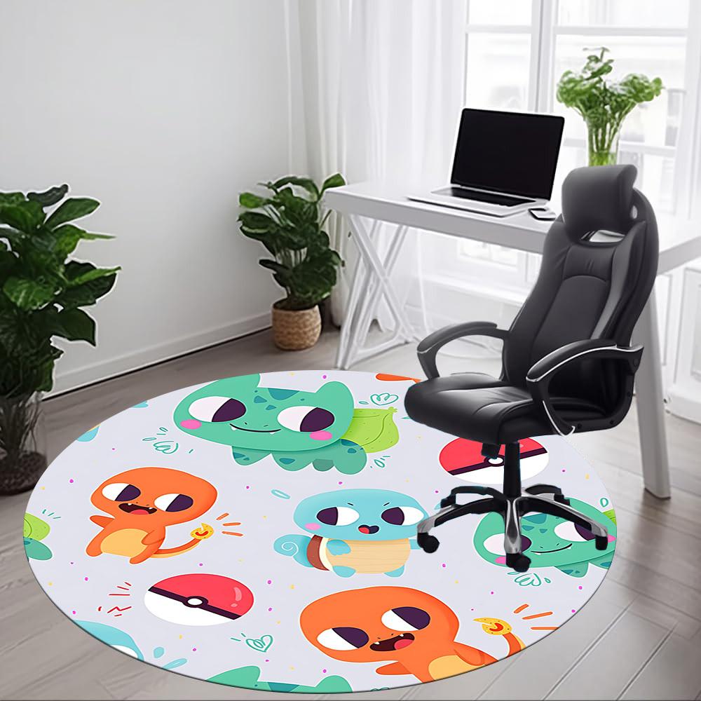 1pc Pokemon Office Round Area Rug, Under Office Chairs Bedroom Living Room Home Decor, Room Deco, Available in Various Sizes207