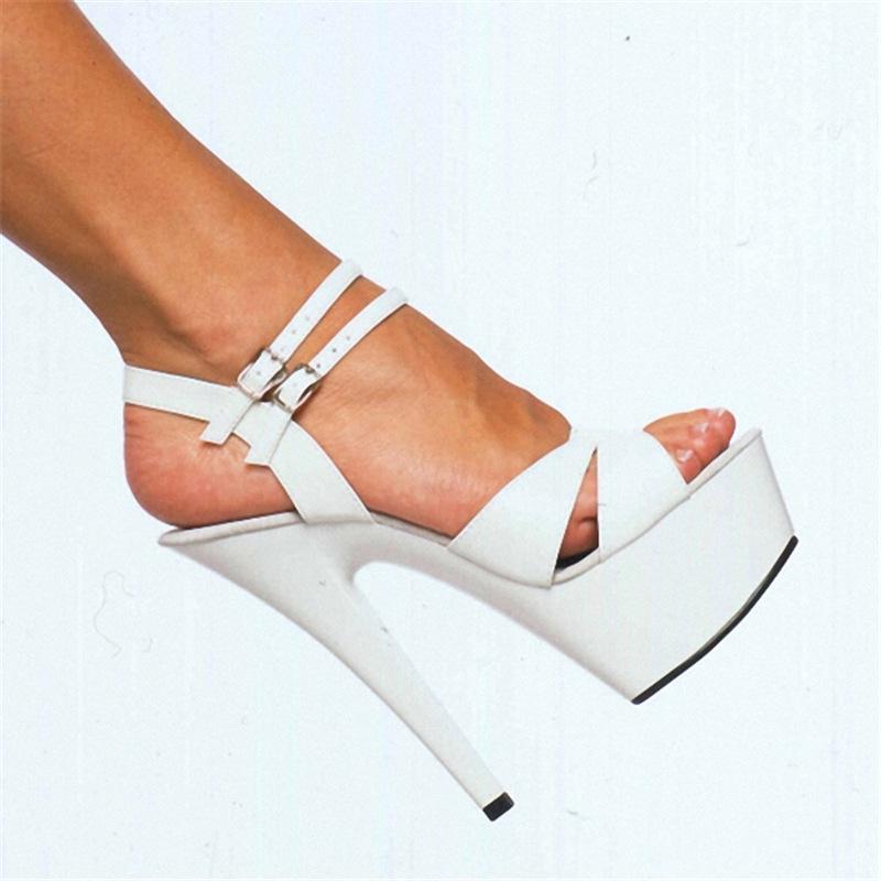 2025 new sandals women's high heels sandals 15cm stiletto patent leather hate sky high heels