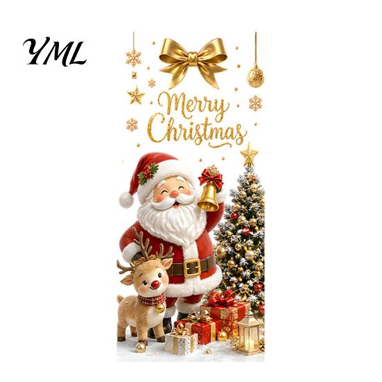 Removable Festive Wall Art Christmas Window Clings, Cute Snowman Santa Penguin Reindeer Stickers for Decals Glass, Reusable Holiday Static PVC