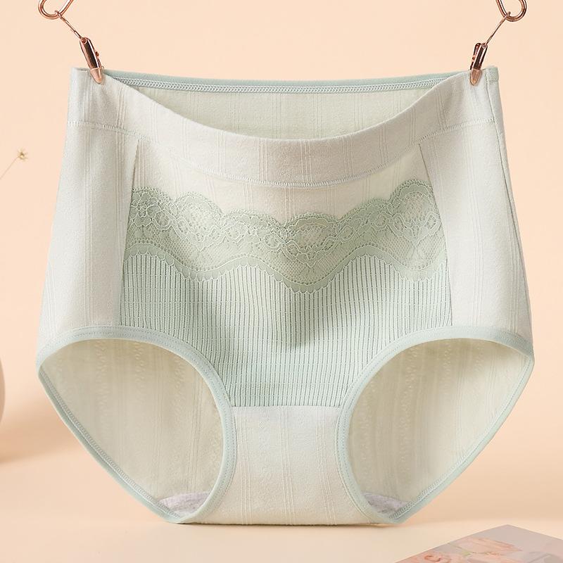 Big Size Ladies Spring and Autumn Pure Cotton High Waist Belly Without A Mark Wrapped Hip Middle Aged Briefs