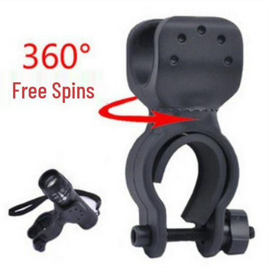 360° Rotating Bicycle Headlight Bracket with U-Shaped Flashlight Clip