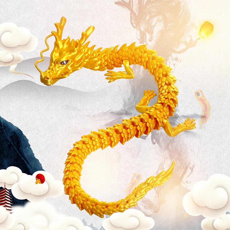 3D Printed Articulated Dragon Fish Tank Landscaping Chinese Long Flexible Ornament Toy Model Home Office Decoration Kids Gifts