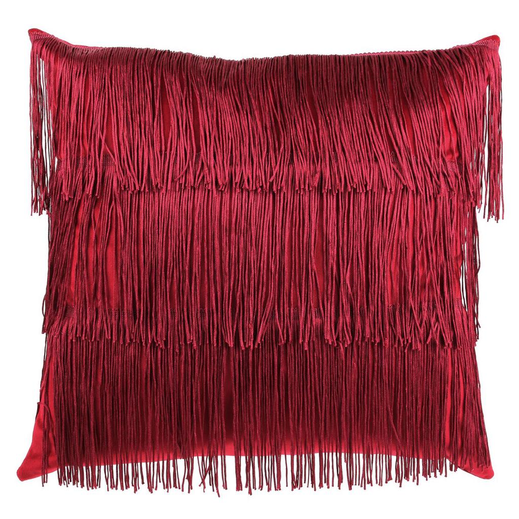 Les Trésors De Lily [Q4406] - Red 'Charleston' Velvet Cushion - 40 Cm