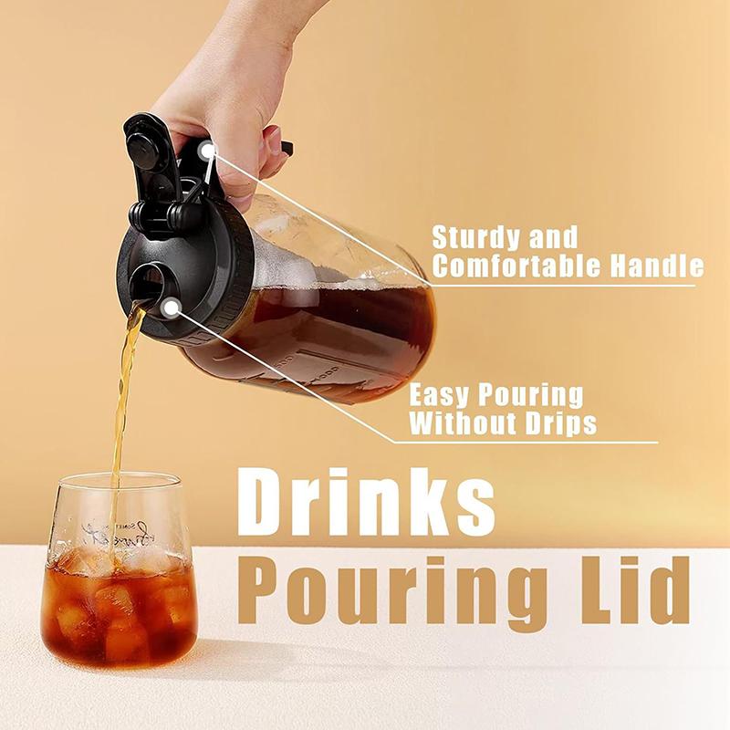 64Oz/ 32Oz Cold Brew Coffee Pot Durable Glass Coffee Pot With Stainless Steel Filter Hand Brewing Iced Tea Coffee Perfect Gift