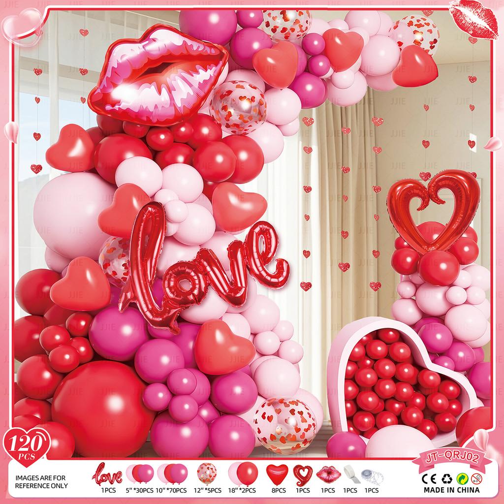 Valentine'S Day Balloon Set Proposal Confession Background Wall Balloon Arch Birthday Party Balloon Decoration Arrangement