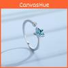 Atemberaubender 925 Sterlingsilber Sternring für Damen mit blauen Diamanten, verstellbares Design