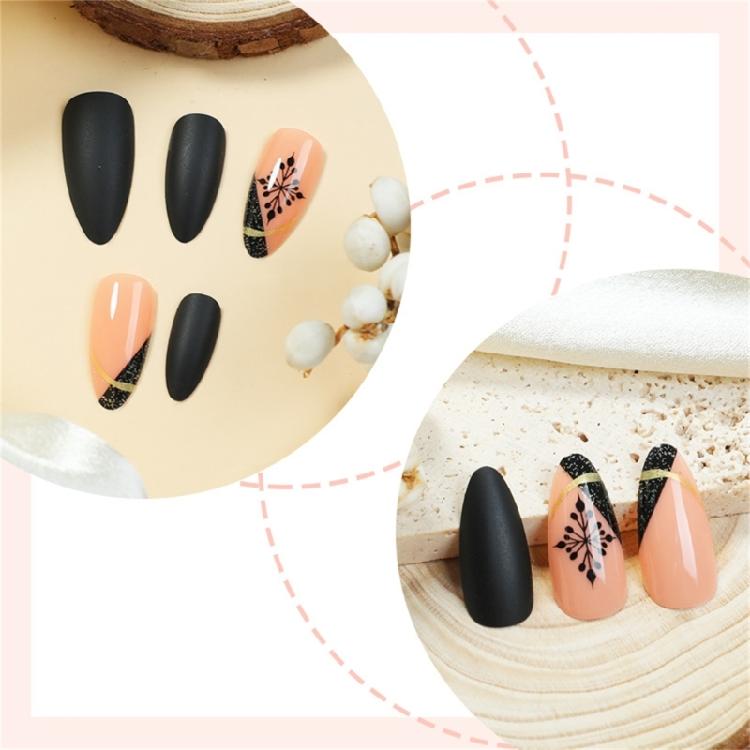 24x Christmas Artificial Nail Snowflake False Nail Glittering Press On Nail Full Cover Stick On Nail for Women