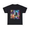Unisex Adult T Shirt Lizard In Suit Cyberpunk Cityscape Neon Colors Chameleon