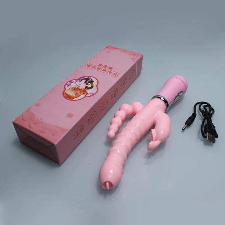 LicklIp 3 In 1 Dildo Rabbit Vibrator Tongue Licking Double Rod Masturbation Anal Clit Vibrator Sex Toys for Women