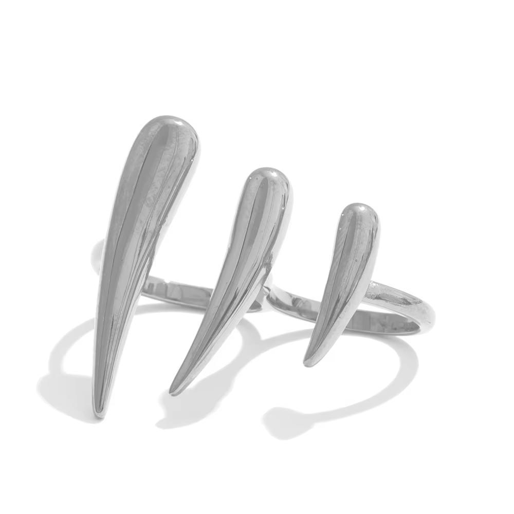 

Eetit Стильное Уникальное Дизайн Кольцо на Два Пальца из Нержавеющей Стали Металлическое Геометрическое Отличительные Минималистичные Украшения, Не Ржавеющие 7 серебряный
