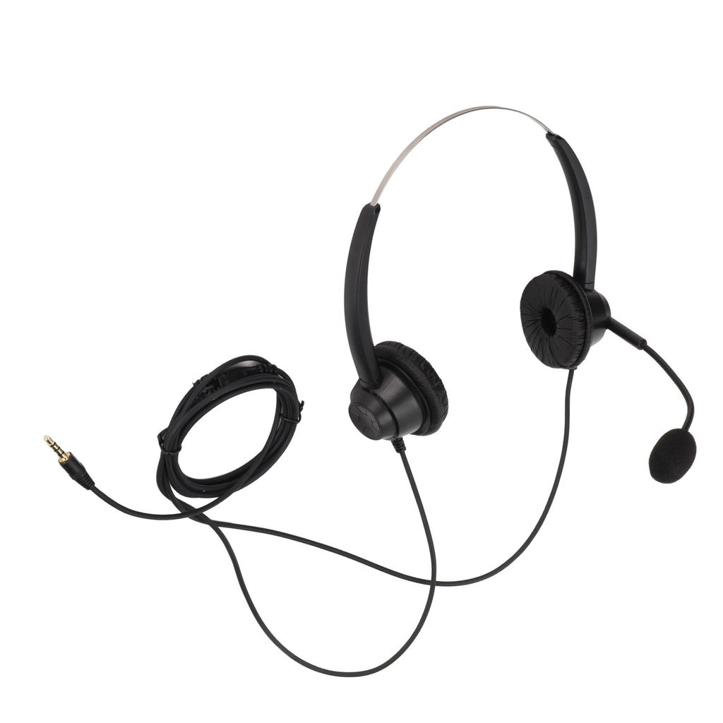 Telephone Headset Noise Reduction 3.5mm Straight Head Customer Service Headphone with Mic for VOIP Phones Call Center