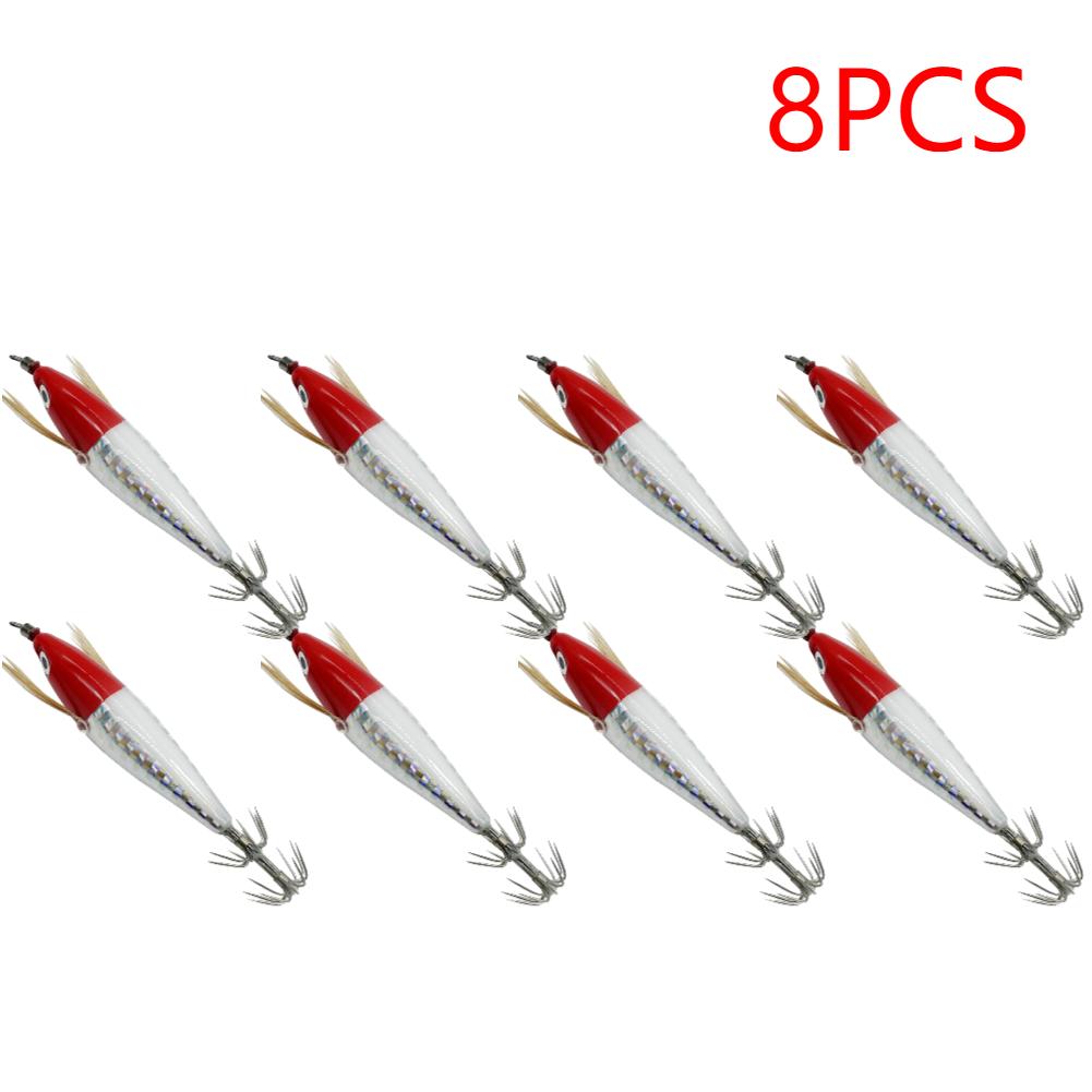 1-10PCS Fishing Lure Luminous Squid Jig Hook 7.5CM 5.5g Artificial Fake Octopus Lures Wood Shrimp Cuttlefish Hard Bait Sea Jigs