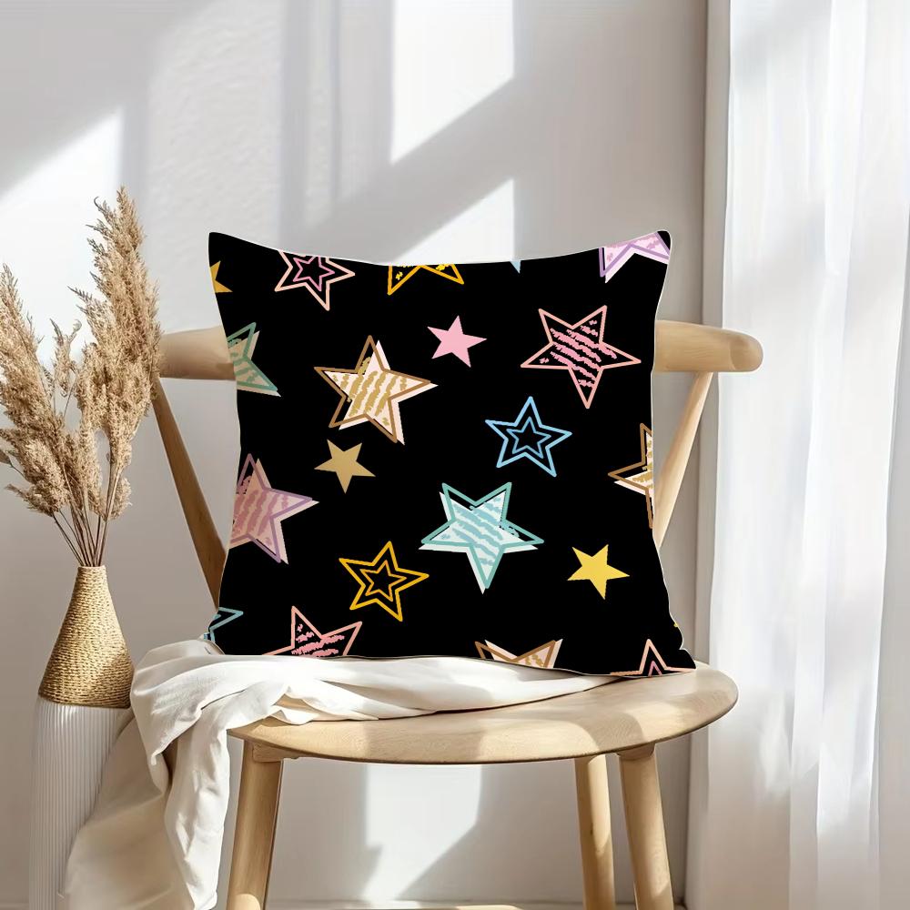 Abstract Star Art Cushion Cover Soft Plush Throw Pillow Cover | Double-Sided Decorative Cushion Case | Sofa Bedroom Home Decor