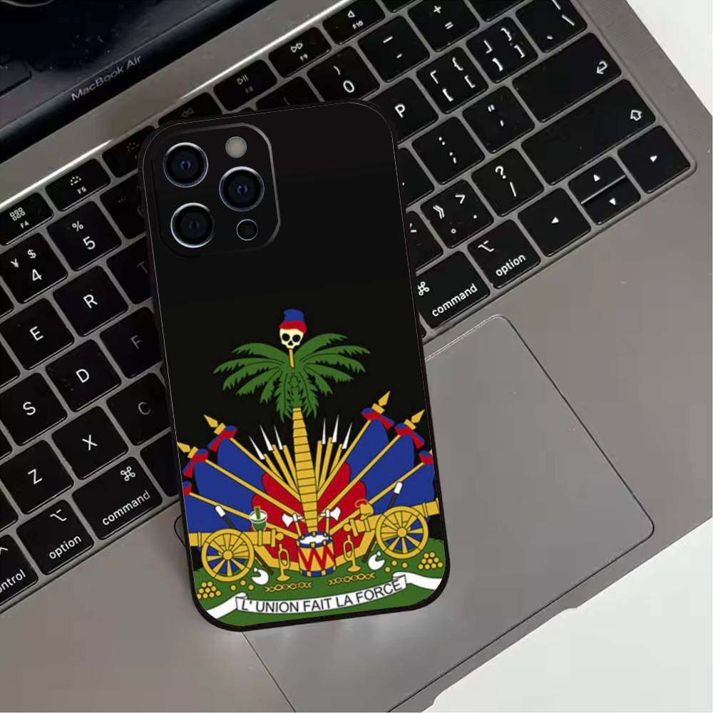 Flag of Haiti Haitian  Phone Case For iPhone 17,16,15,14,13,12,11 Plus,Pro Max,XS,Soft Silicone Black Cover iPhone13PROMAX