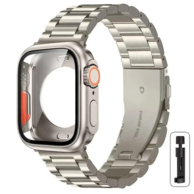 

Змініть на Ultra чохол+ремінець для ремінця Apple Watch 46 мм 42 мм 44 мм 45 мм 41 мм 40 мм Металевий ремінець з нержавіючої сталі для iwatch 11 10 9 8 7 For Iwatch11 46mm