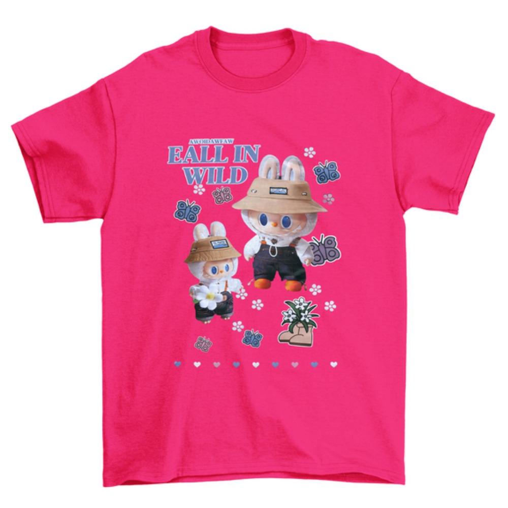 2025 New LABUBU Girl Short-sleeved, Cute Girl Children's T-shirt, 3D Printed Pattern Children's Top, Beautiful Casual Round Neck Clothing