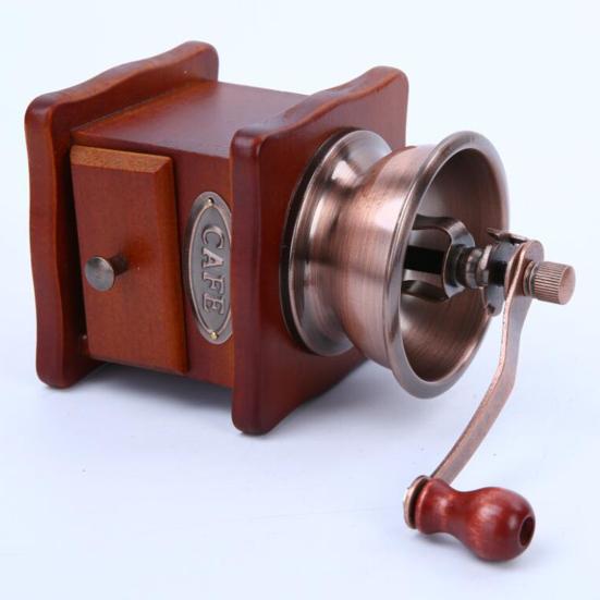 Wygodna, trwała, oszczędzająca pracę, solidna, klasyczna, ręczna korba drewniana szlifierka do ziaren do ręcznego młynka do kawy w kuchni