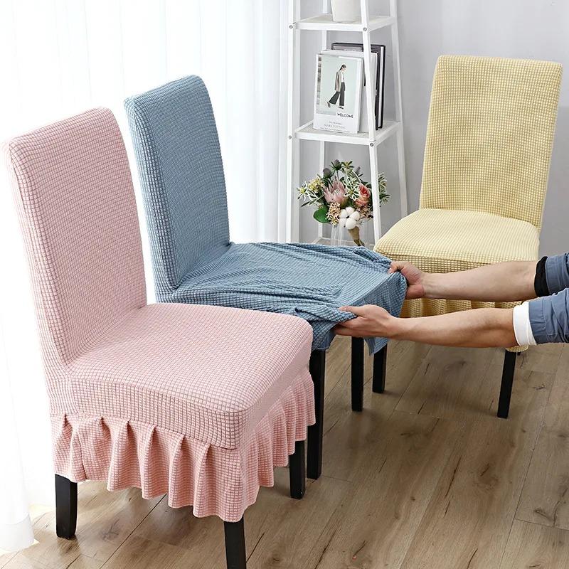 Stretchy Chair Cover with Skirt Universal Size Soft and Comfortable Ideal for Dining Room and Hotel Envios Gratis Para Hombre