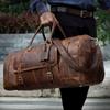 Personalized Brown Leather Duffel Bag: Handmade Weekender Travel Bag