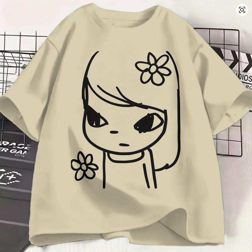 Yoshitomo Nara TShirt Summer Harajuku TShirts Unisex Cotton Breathable Oversize Top Tees Short Sleeve Aesthetic Tshirt