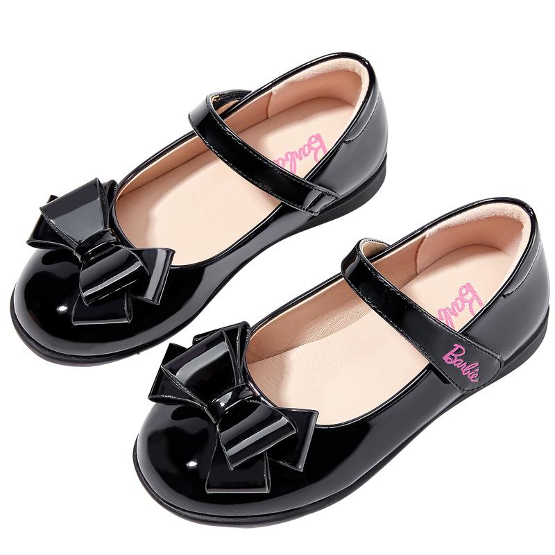 

Girls Black College Style Leather Shoes, 2025 Spring/Autumn Fashion Versatile Princess Shoes 30 чёрный