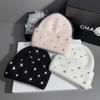 French Light Luxury Rhinestone Heavy Industry Rabbit Hair Knitted Hat Women'S Sweet Versatile Headgear Outdoor Thermal Hat