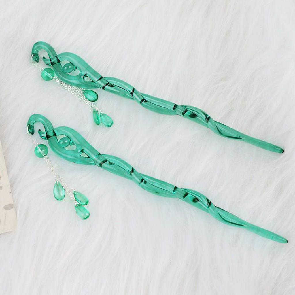 Tassels Hairpin for Women Vintage Dangling Hair Stick Combs and Sticks Nonslip Acrylic Hair Pin for Traditional Costume