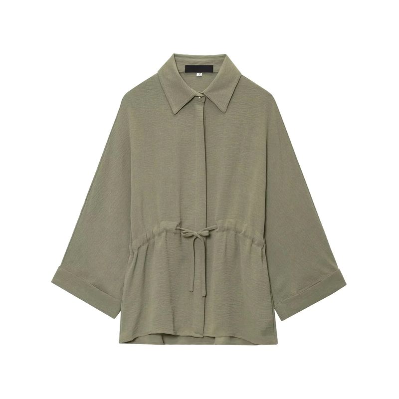 Lapel Long Wide Sleeve Swim Hunting Jacket Drape Shirt 2728568 Casual High Waist Wide Leg Pants 2116568