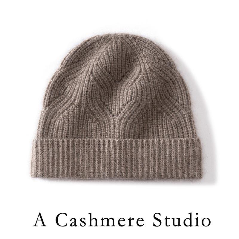 Autumn and winter cashmere hat women's three-strand thickened knitted hat thermal bald hat cold hat
