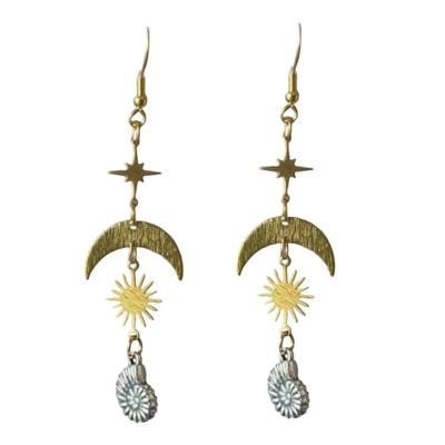 Conch Moon Star Sea Theme Dainty Earrings Hypoallergenically Zinc Alloy Ear Accessories for Sensitive Skin