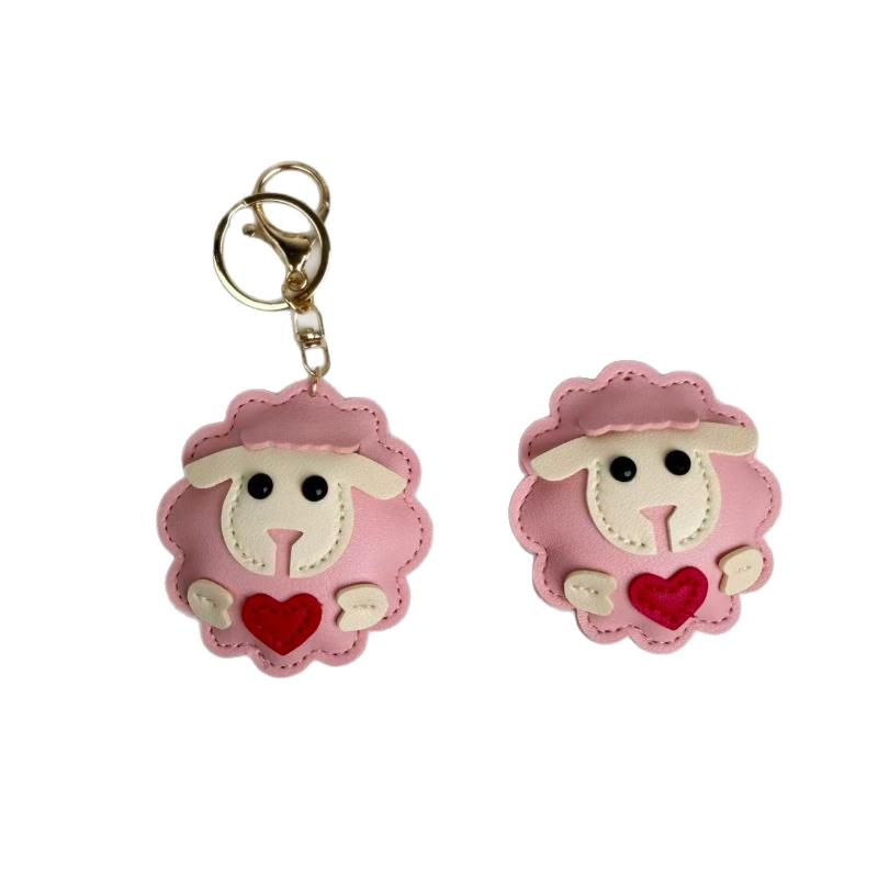Cute Lamb Pu Leather Keychain Cartoon Sheep Bag Pendant Ornament Handbag Car Key Holder Decoration 2027 New Year Gifts