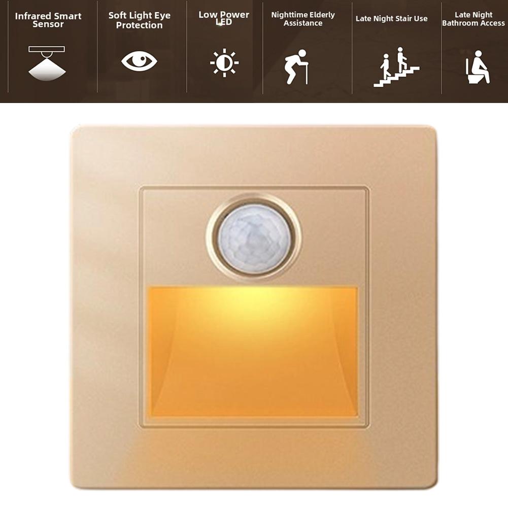 For 86x86mm Wall Box Recessed Wall Light LED Stair Light For Stairs White, Black, Gold Motion Sensor Stair Light