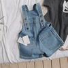 Girls Casual Double-breasted Solid-color Jean Strap Shorts For Summer