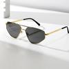 Metal Glasses Double Beam Cat Eye Retro Sunglasses Women'S Ins Popular Men'S Large Frame Sunglasses