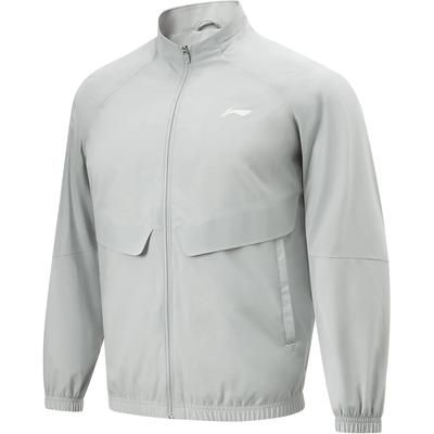 Li Ning Fitness Series Einfarbig mit Reißverschluss Stehkragen Bequeme Atmungsaktive Sportjacke Herrenjacke Nebelgrau AJDU003-3
