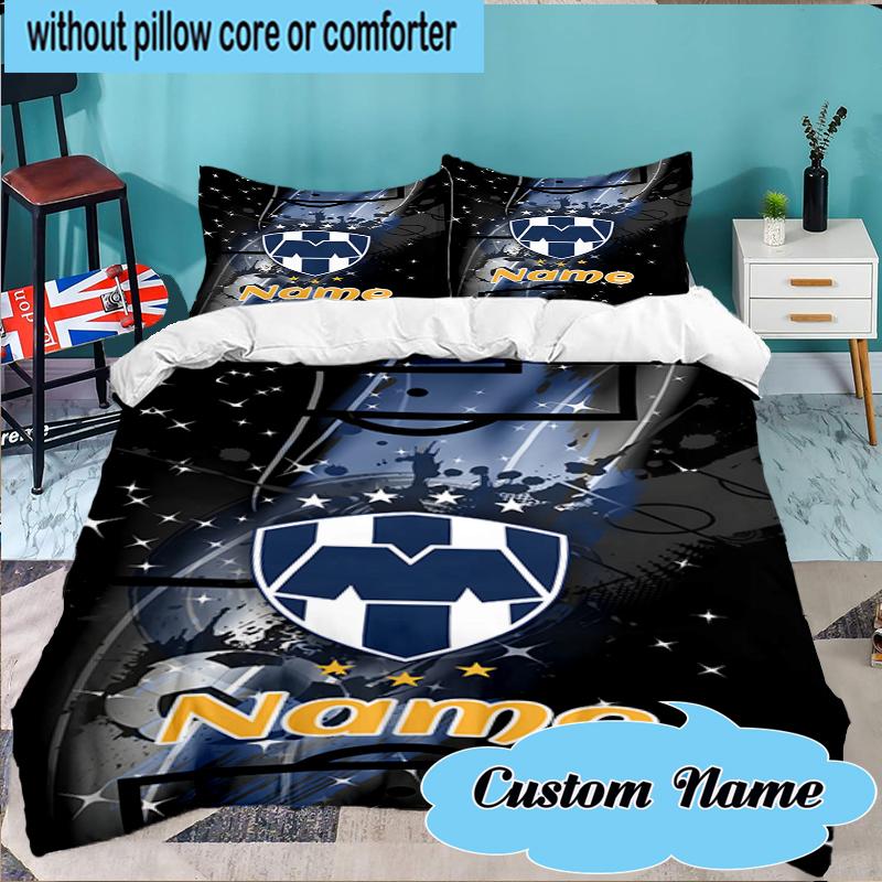 Custom Name Galactic Monterrey Crest Bedding Set 3pcs, Bedding Set Including 1pc Duvet Cover And 2pcs Pillowcases for Bedroom, Dormitory Gift