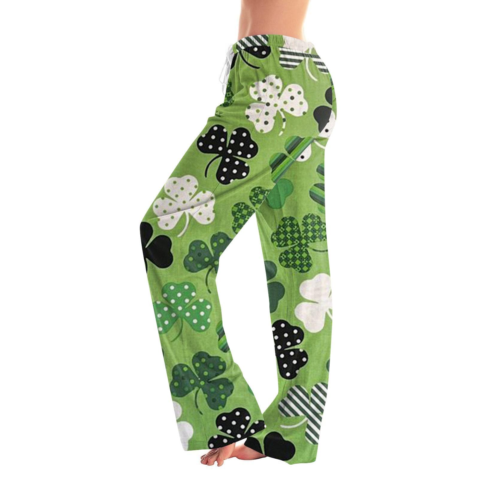 

Женские повседневные прямые брюки St.. Повседневные брюки с принтом Paddy s Day L армия зеленый