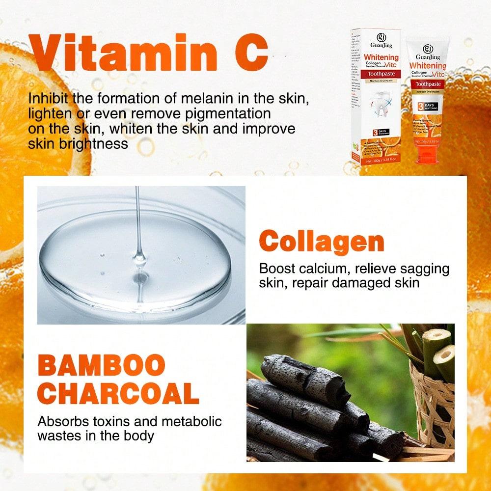 100g Vitamin C Toothpaste Mint Flavor for Teeth Whitening Stain Removal and Fresh Breath Oral Care