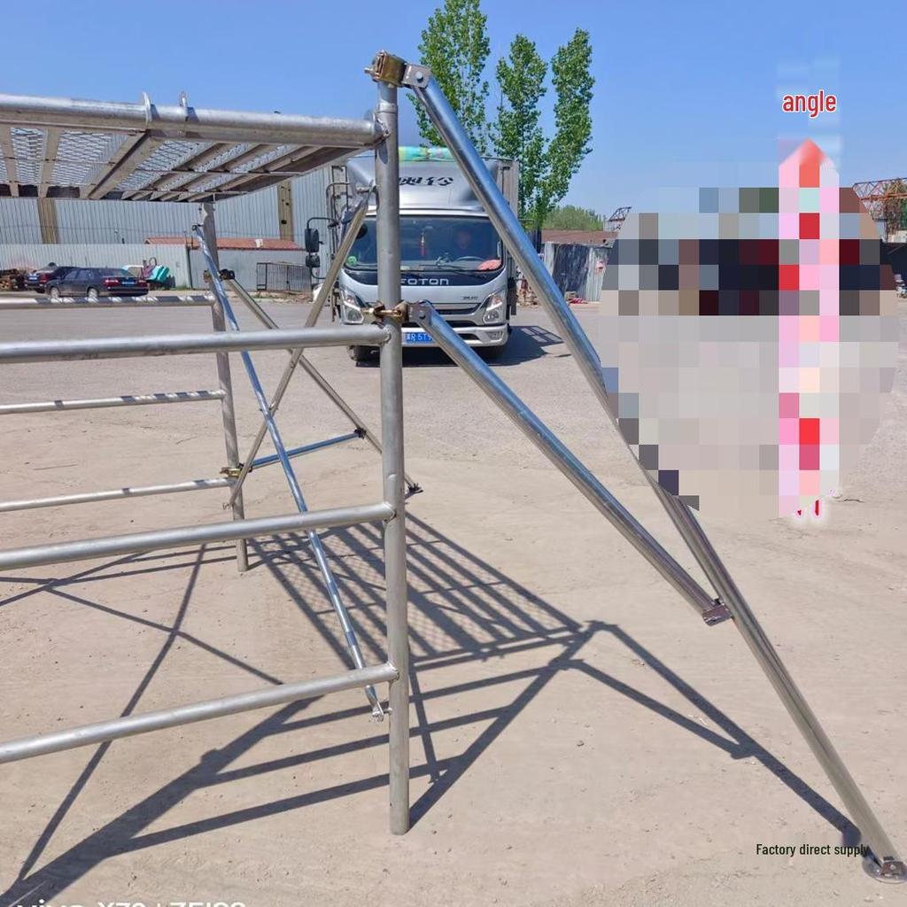 Diagonal Support Pole: Large Tripod Safety Leg for Mobile Scaffolding Stability.