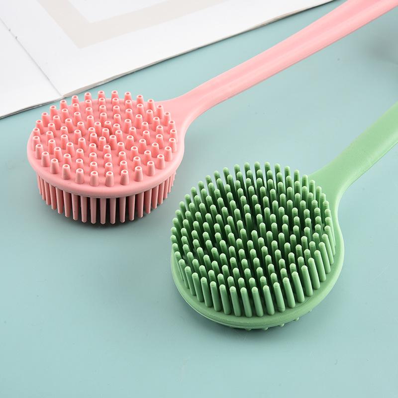 Premium Silicone Bath Brush - Soft Bristles, Long Handle, Double-Sided Back Scrubber