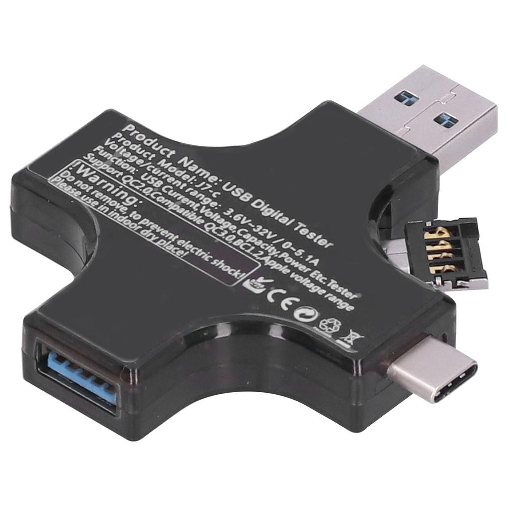 מד מתח זרם בודק סוג C USB צלב דיגיטלי וולטמטר אמפרמטר גלאי נייד