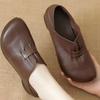 2025 Premium Leather Loafers Women - British Style Slip-On Office Flats Comfortable Walking Shoes for Mothers