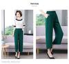 2026 Summer Solid Color Loose Straight Cropped Cotton Silk Pants for Middle-Aged and Elderly Women