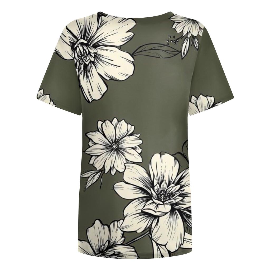 Women's Printed Short Sleeves Round Neck Vintage Short Sleeves Summer Loose Tops Tops Women's Summer T-Shirts