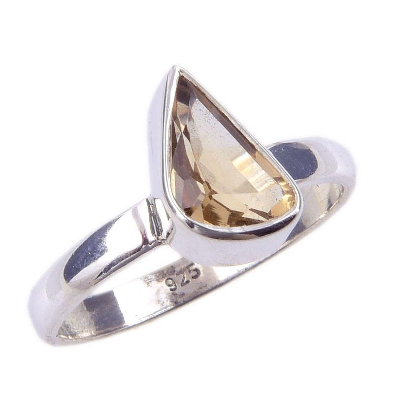 Natural Citrine Gemstone Handmade 925 Solid Sterling Silver Ring Size 6 B9C19