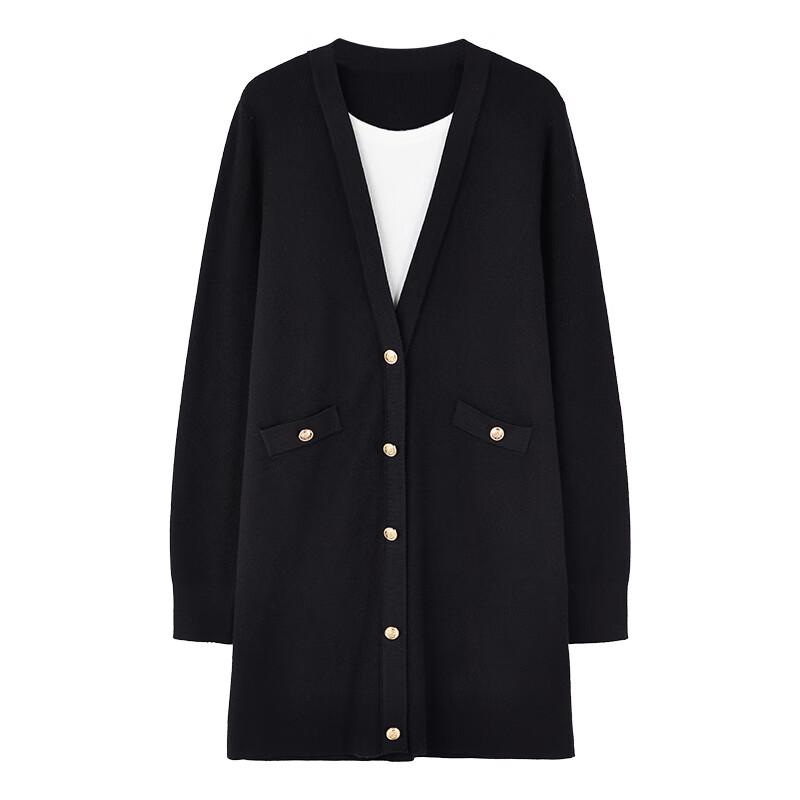 Autumn Water Beauty Faux Two-Piece V-Neck Knit Dress