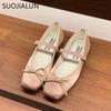 Fashion SUOJIALUN 2025 Spring New Candy Color Women Flat Shoes Fashion Round Toe Ladies Elegant Mary Jane Shoes Soft Ballerina Shoes
