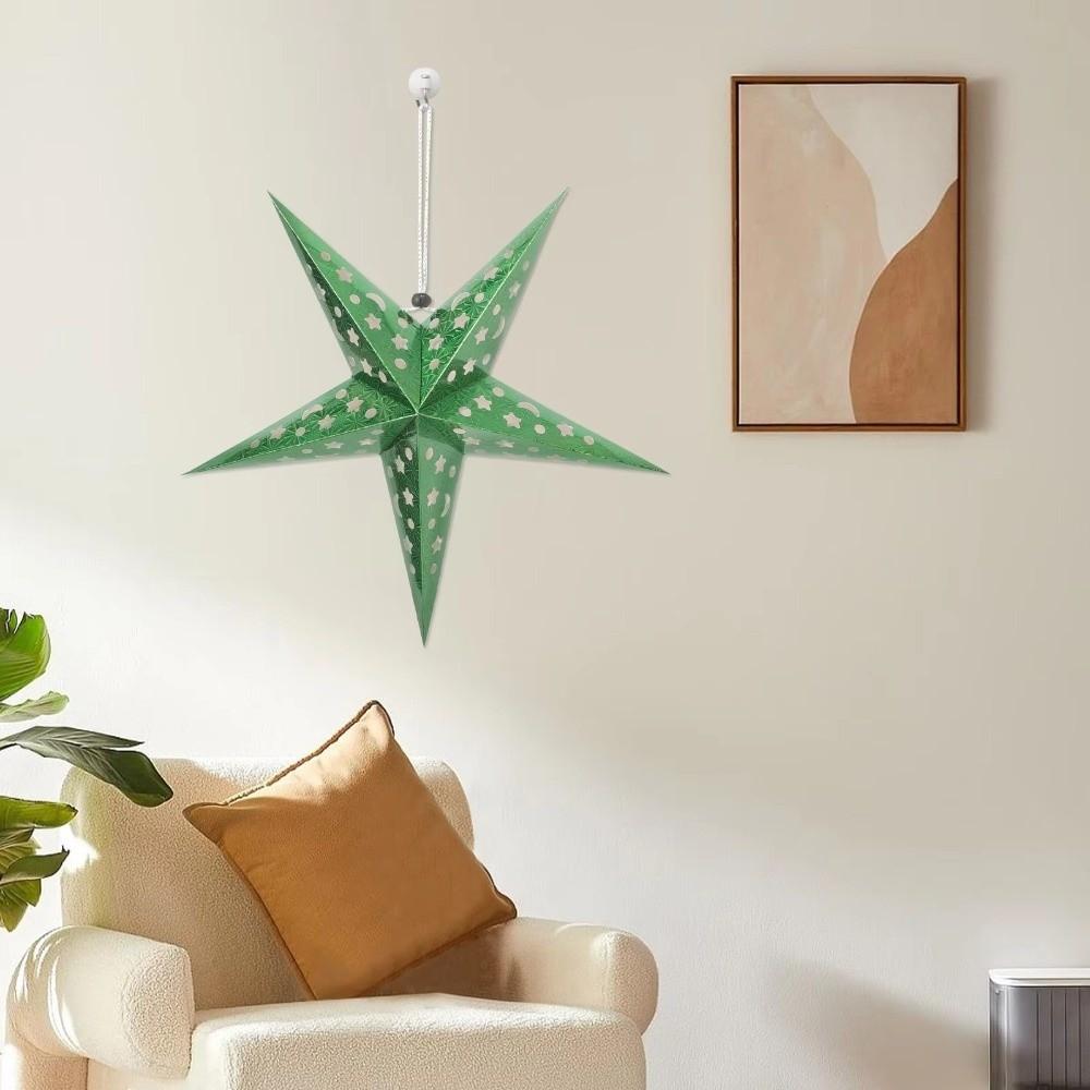 Hanging 3D Christmas Tree Lampshade Paper Five-Star Decorative Lampshade  Home Decor
